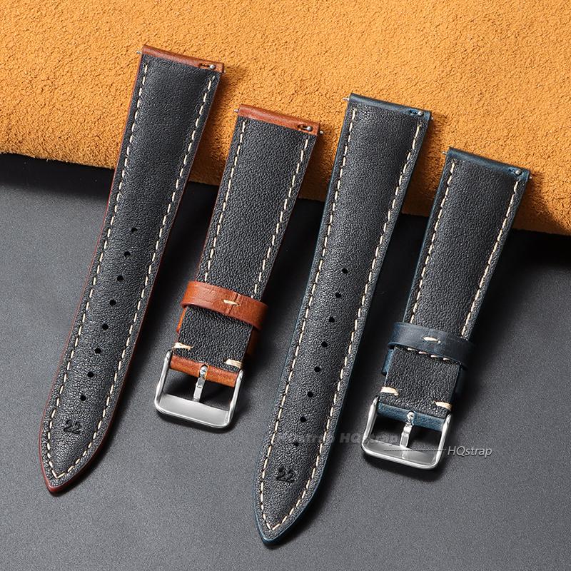 Vintage Oil Wax Leather Watch Strap 18mm 19 20mm 21 22mm Cowhide Watchband for Seiko for Omega Universal Quick Release Bracelet