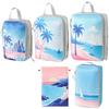 5pcs Tropical Printed Compressed Lightweight Travel Clothing Storage Bag Suit, Space-saving Travel Necessities Accessories