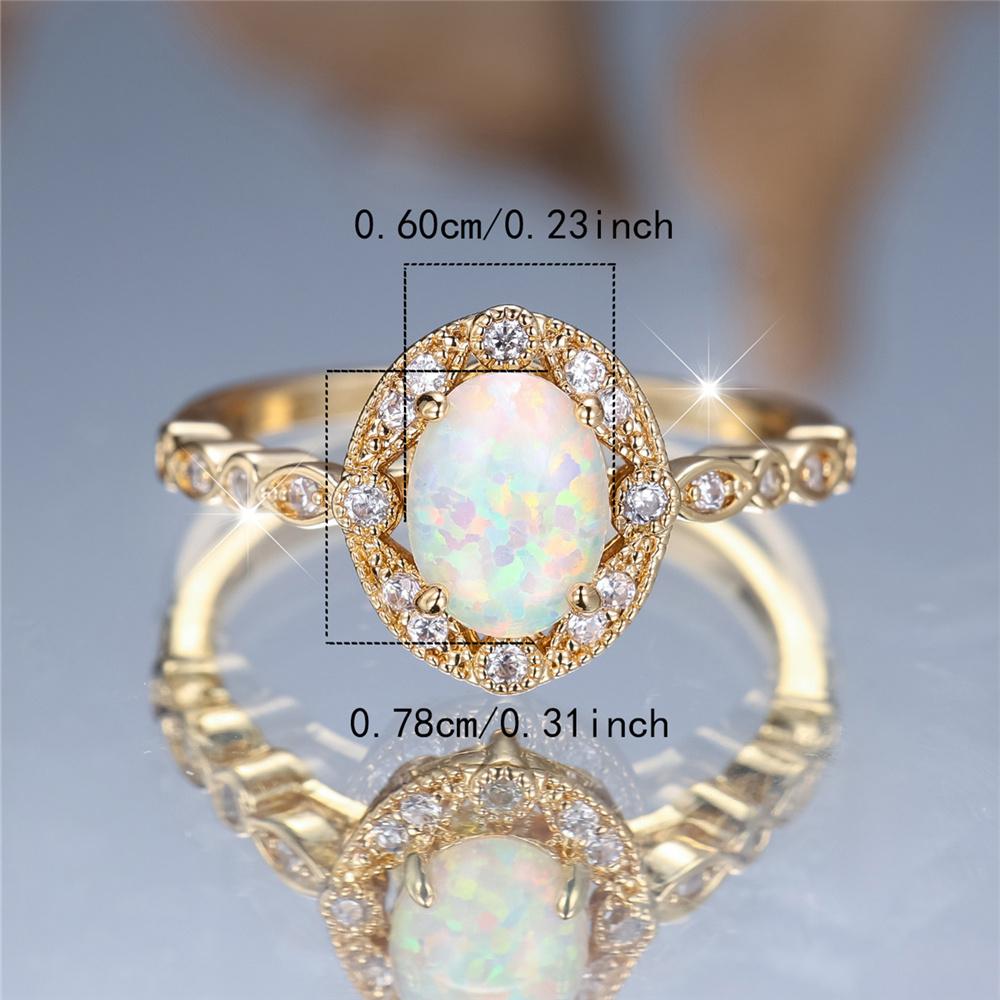 Trendy White Oval Opal Ring Vintage Fashion Gold Color Wedding Bands Engagement Rings For Women Men Minimalist Jewelry