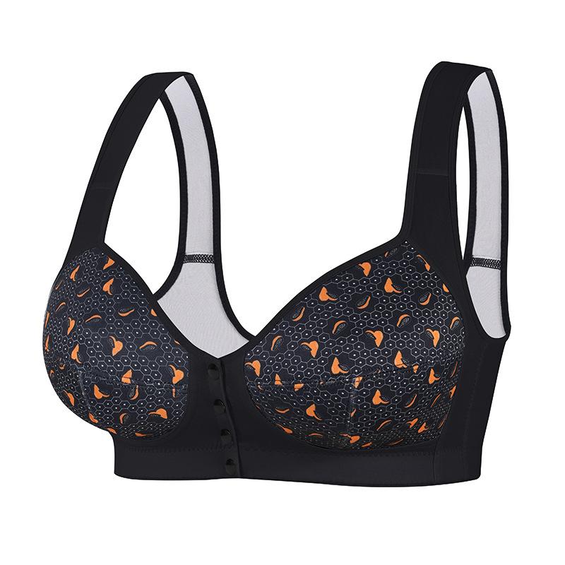 

Oversized Women s Summer Print Front Buckle Undergarment Without An Underwire 4XL чорний