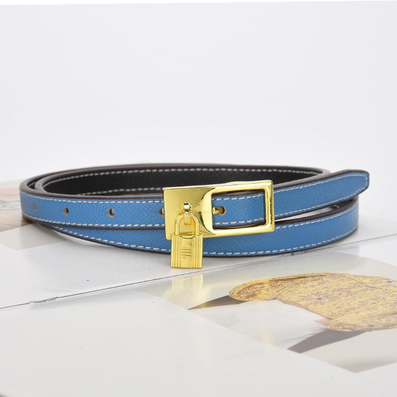

Belts for Women, Fashionable Cowhide Belt, Lock Pin Buckle, Free Adjustment Pants Pocket, Versatile Thin Belt, Women 105cm