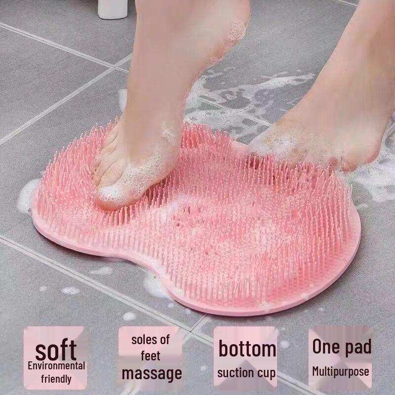 Multifunctional Non-Slip Bath Mat: Back Scrubber & Massaging Foot Scrubber with Suction Cups for Exfoliation.