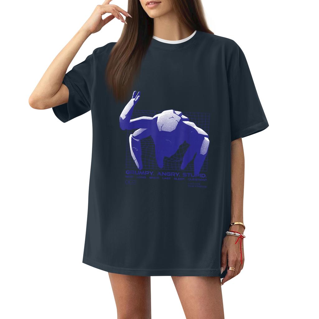 Women's Casual Printed T-Shirt Round Neck Pullover Short Sleeve Top