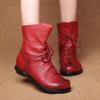 Ladies Leather Short Boots Autumn Vintage Anti Slip Shoes Fashion Warm Leather Boots Low Heeled Casual Women'S Shoes