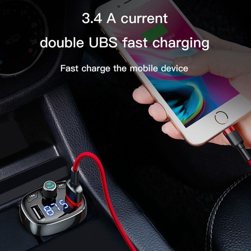 Bluetooth FM Transmitter Hands-free Car Kit 3.4A Dual USB MP3 Audio Player Car Charger FM Modulator
