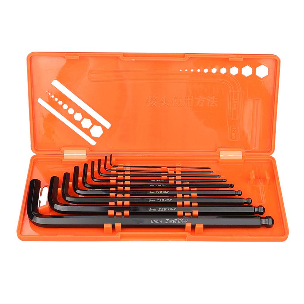9Pcs Allen Key Wrench Lengthen Arm Ball End Hexagon Key Set Wrench L Shaped Micro Hex Wrench Screwdriver Tool Kit