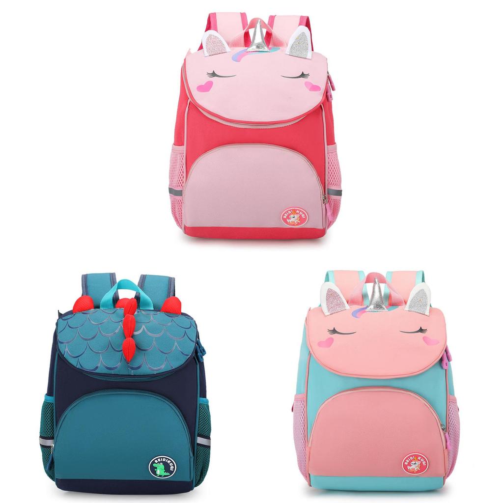 Kids Cartoon Dinosaur Backpack With Breathable Nylon For School And Travel
