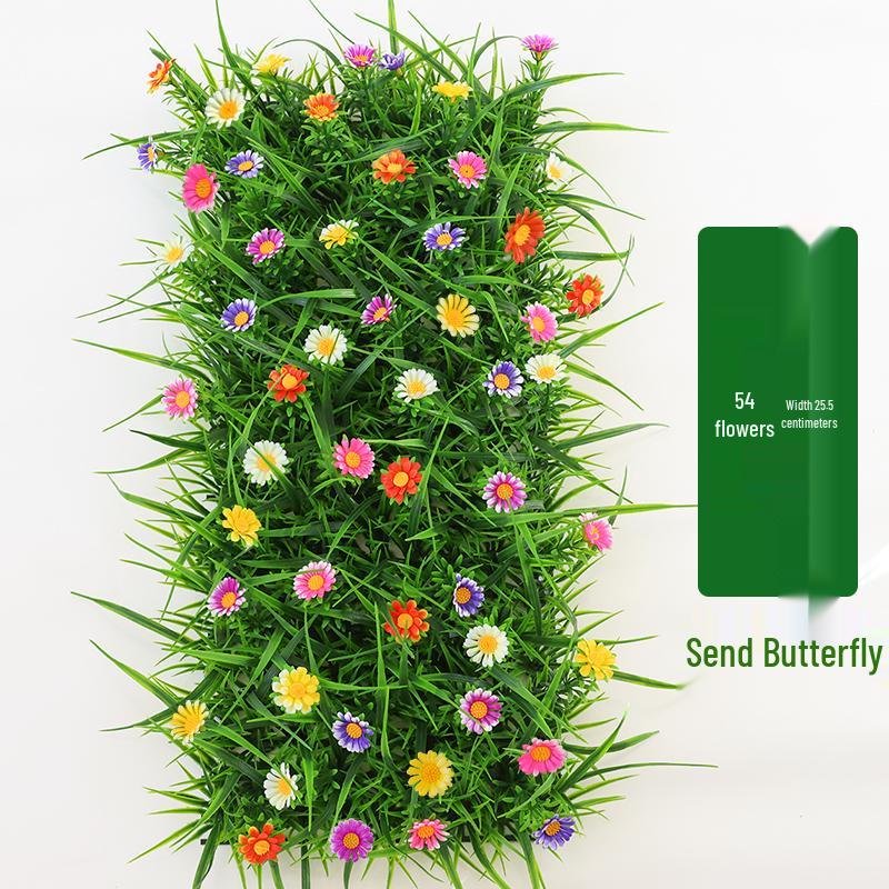 Artificial Green Plant Wall with Flowers - Decorative Turf Mat for Landscaping and Windowsills