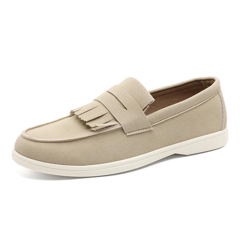 

Высококачественная деловая обувь из замши, мягкая подошва, повседневная мужская обувь, дизайнерские слипоны-лоферы для мужчин, zapatos hombre 39 бежевый