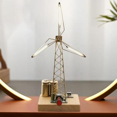 1/2 Stück DIY Rotierende Windmühle Nachtlicht-Kit Handgefertigte Kupferdraht-Windmühlen-Dekoration mit LED-Licht Drehende Rotorblätter Windmühlen-Dekorationslampe