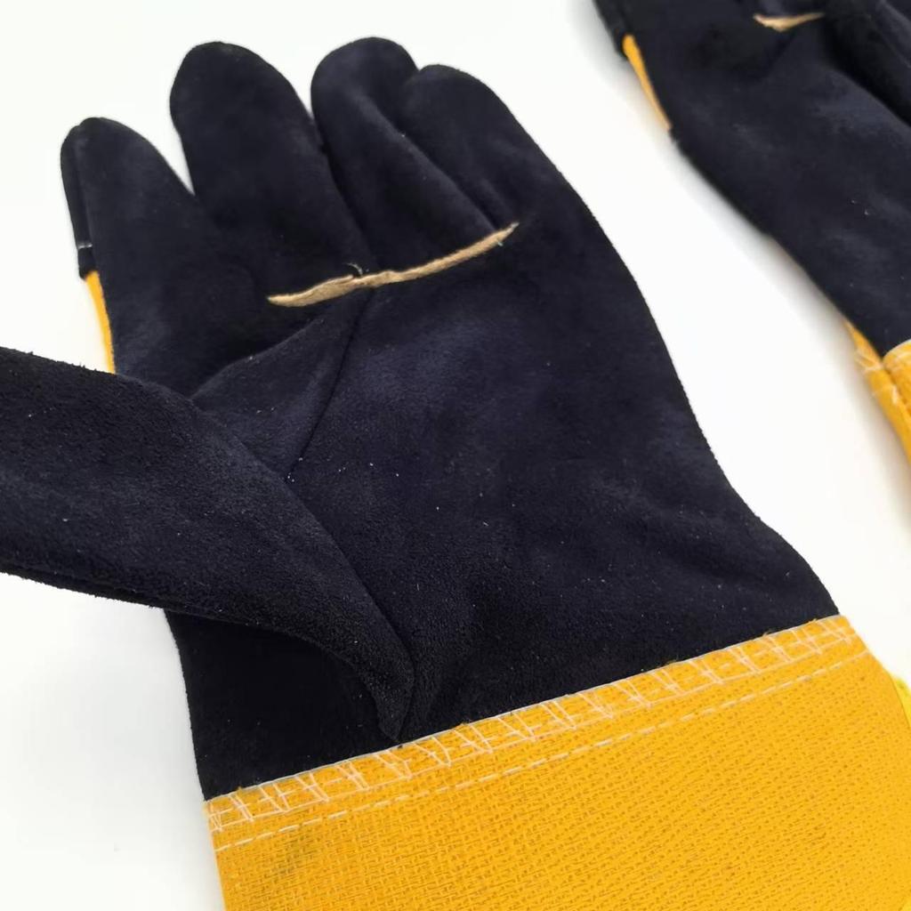 Yellow Suede Leather Welding Gloves: Anti-Slip, Cut & Heat Resistant Cowhide Split Palm Gloves