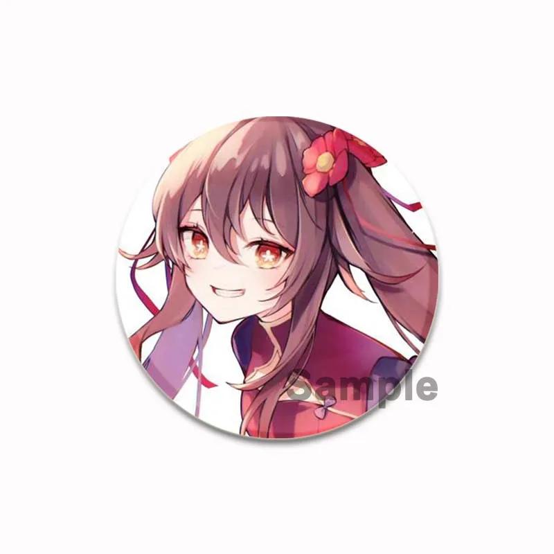 

32/44/58 мм Genshin Impact аниме броши фанатская коллекция круглые жесть значки мультфильм косплей значок Hu Tao рюкзак ювелирные изделия подарок аксессуар 32mm