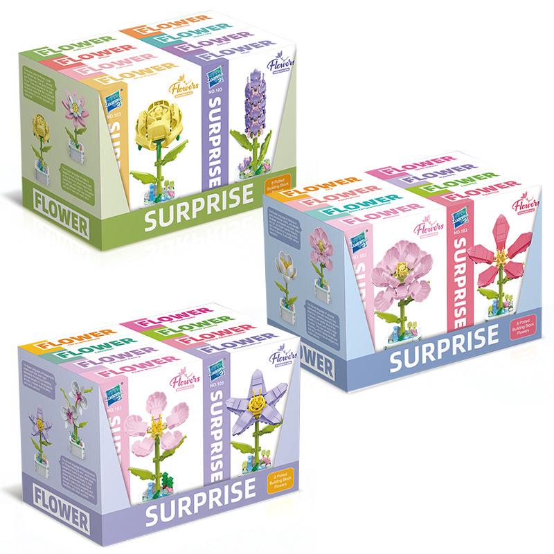 Kids' Educational Interlocking Building Blocks - Flower Potted Plant (Rose & Epiphyllum) Compatible with Top Building Block Models