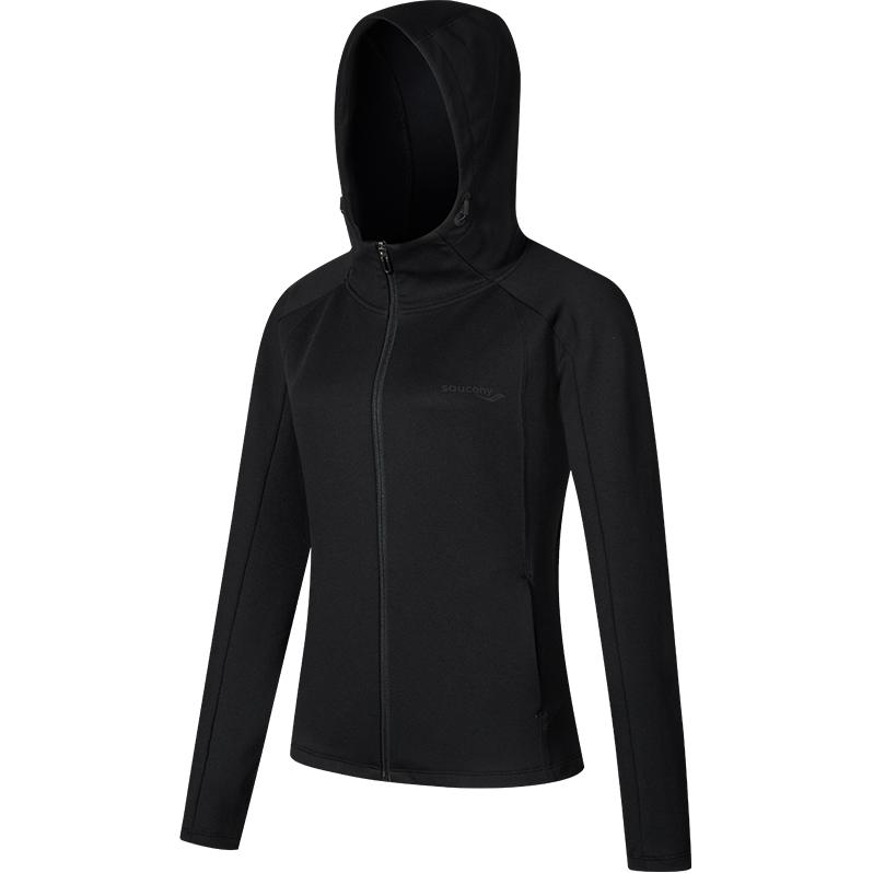 Saucony Breathable Windproof Warm Hooded Comfortable Long Sleeve Jacket Women jackets Black SA1259KJ01L-BK001