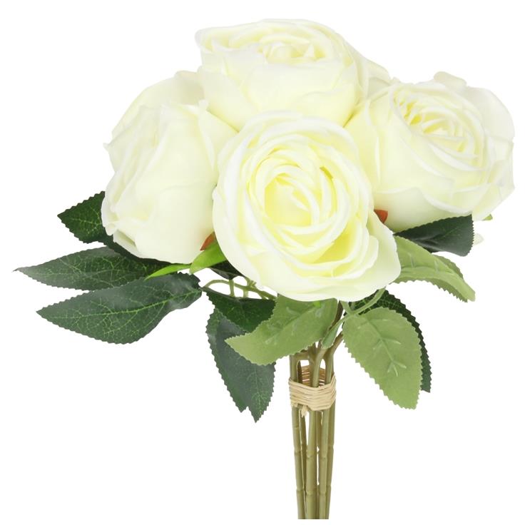 Artificial Flowers Roses 7 Pieces Ready-Made Rose Bouquet Flower Arrangement for Vase - White