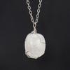 Handmade Silver Wire Winding Irregular Conformal Natural Stone Crystal Rough Stone Pendant Necklace N670