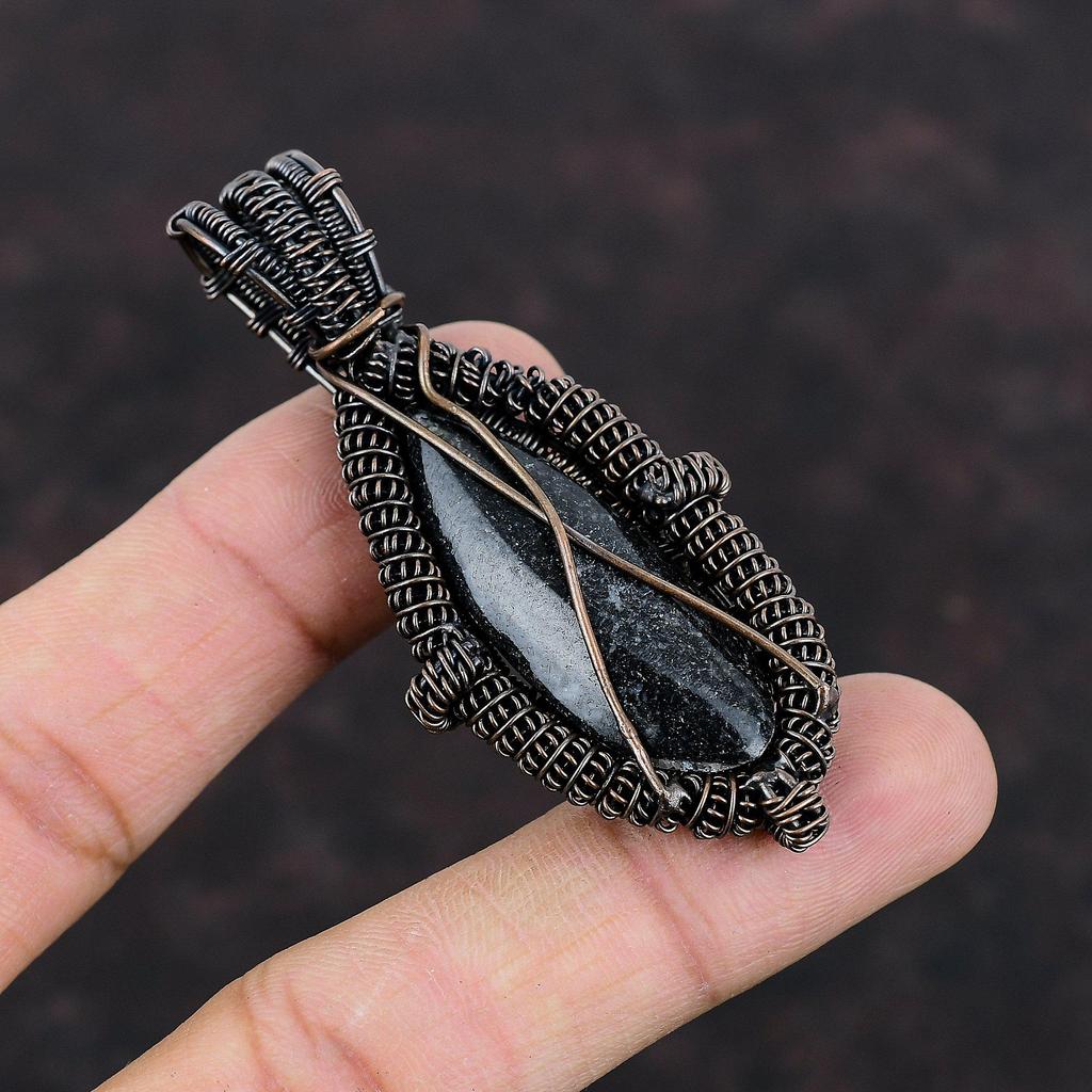 Orthoceras Fossil Anhänger Kupferdraht gewickelter Anhänger Edelstein Kupferschmuck Neuestes Design Anhänger Handgefertigt Brandneuer Schmuck Geschenk für Ihn