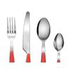 EXZACT Couverts en Inox 24 PIÈCES - poignées de couleur - 6 x Fourchettes, 6 x Couteaux, 6 x Cuillères, 6 x Cuillère à café (Rouge )