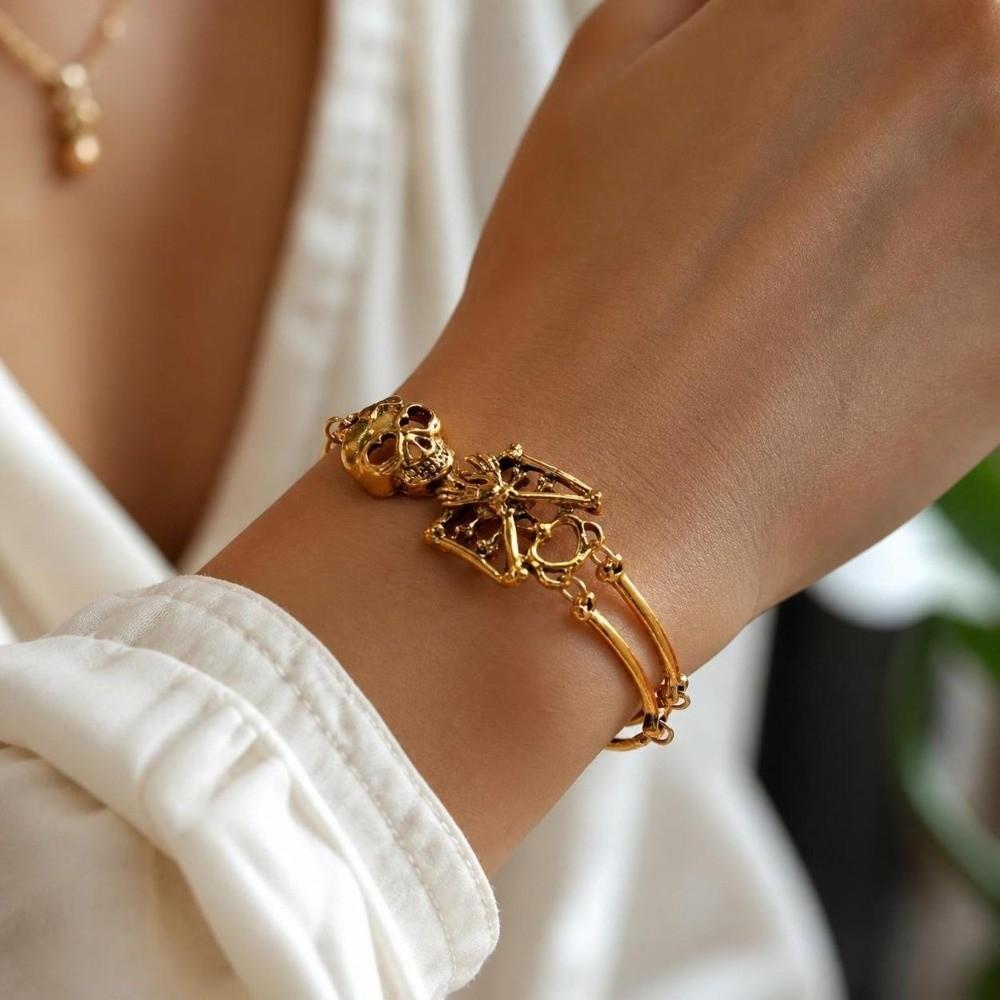 Vintage Skeleton Earrings Necklace Creative Gothic Accessories Dark Skull Bone Bracelet  Daily