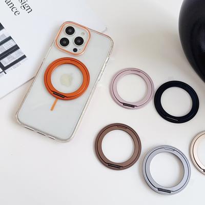Stop Aluminium 360-Stopniowy Obrotowy Pierścień Uchwyt Stojak Klejący Magsafe Magnetyczny Leniwy Tylny Naklejka Podpórka do Telefonu