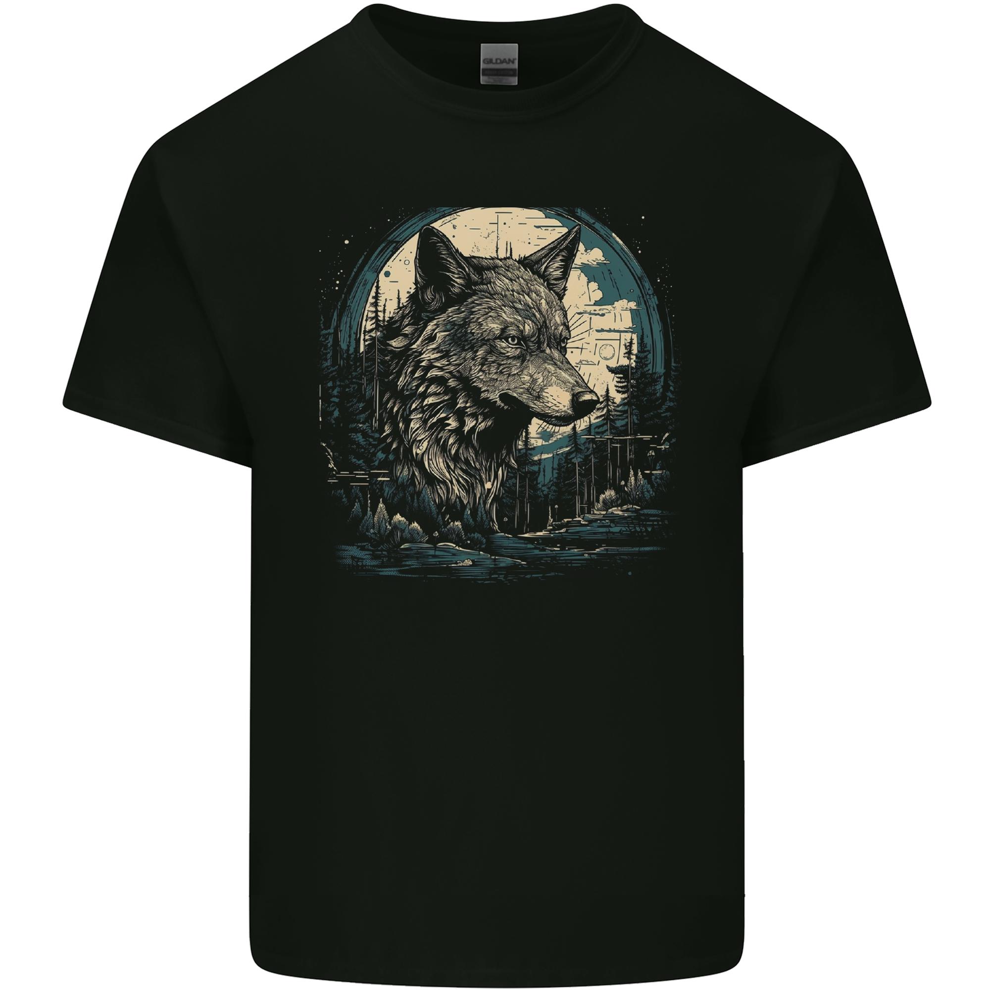 Tribal Wolf With the Moon Werewolf Lycan Unisexs Light Cotton TShirt S