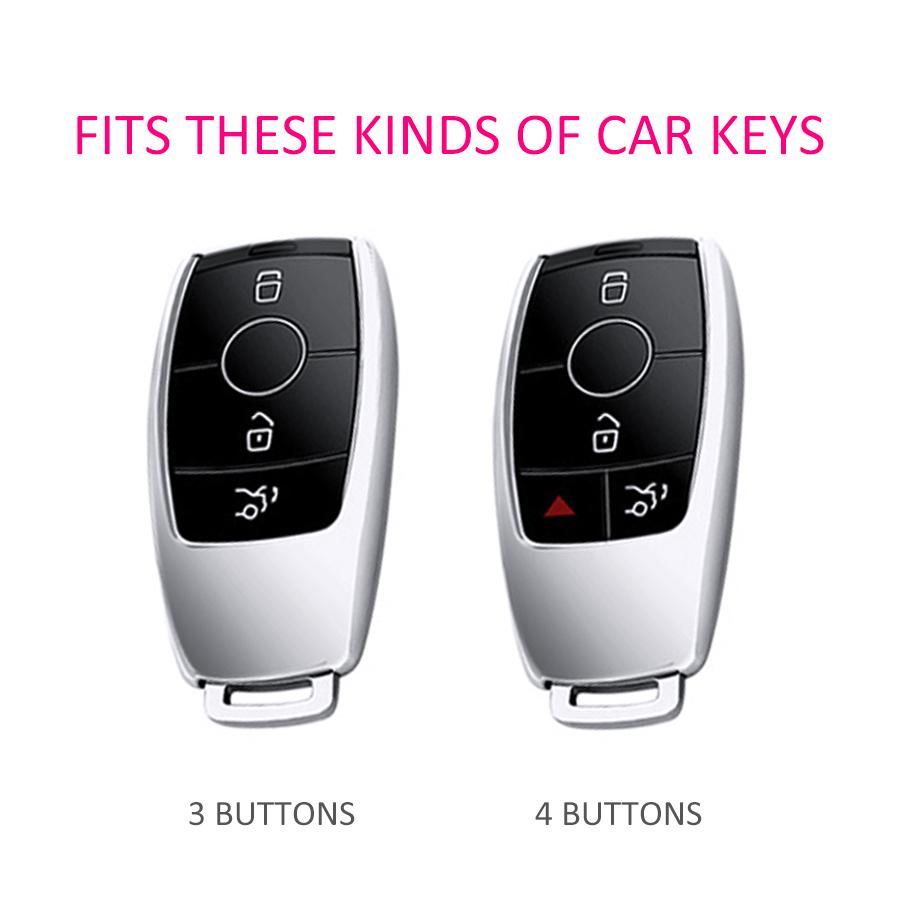 2X Silicone Car Key Fob Cover Case Holder Keychain For Mercedes-Benz Eqa Eqb Eqc Gla Glb Glc Gle Gls Cla Cls A C E S Class