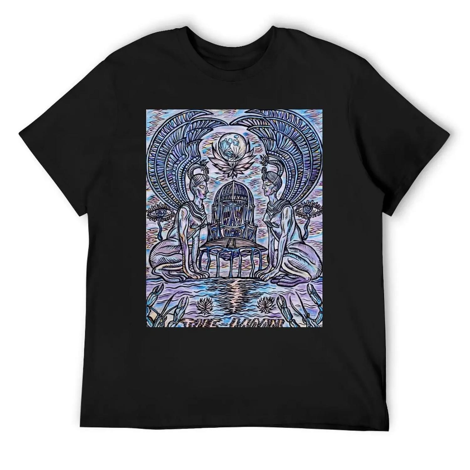 

The Moon Tarot Painting T-Shirt croswit shirt man Blouse anime tshirt rapper graphic tees mens t shirts casual stylish S чёрный