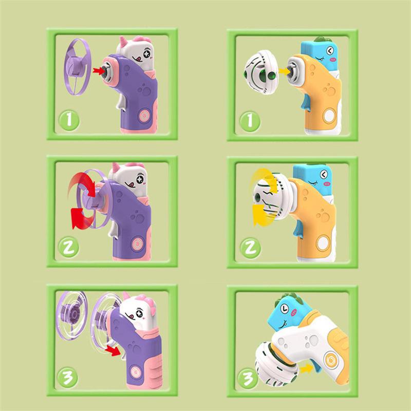 2 In1 Flying Disc Saucer Gyro Cartoon Dinosaur Air Rocket Launcher Sport Games Kids Educational Outdoor Toys for Children Gifts