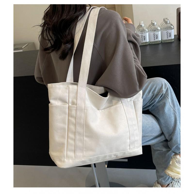 New Cross-border Canvas Large-capacity Shoulder Bag All-matching Commuter Student Class Handbag Casual Tote