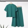 ZANZEA Women Short Sleeve Blouse and Long Skirts Summer Two Piece Suit Sets