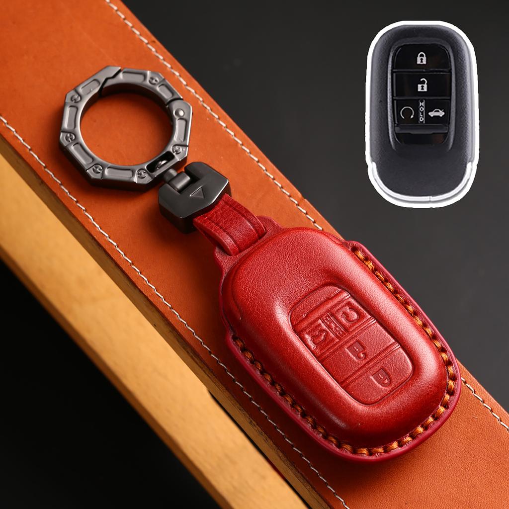 Genuine Leather Auto Key Fob Cover Case Housing Fit For Honda Civic 11Th Gen Accord Vezel Freed Pilot Zrv Ens1 Hrv Crv Auto Accessories
