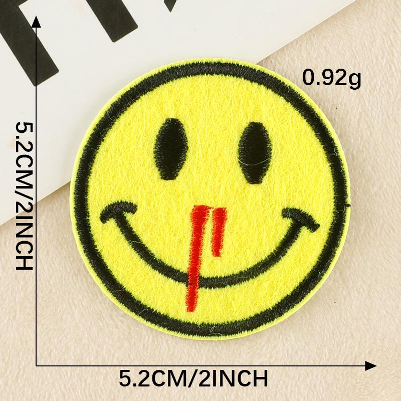 Patch Bordado de Rosto Sorridente de Desenho Animado para Chapéus, Bolsas e Roupas