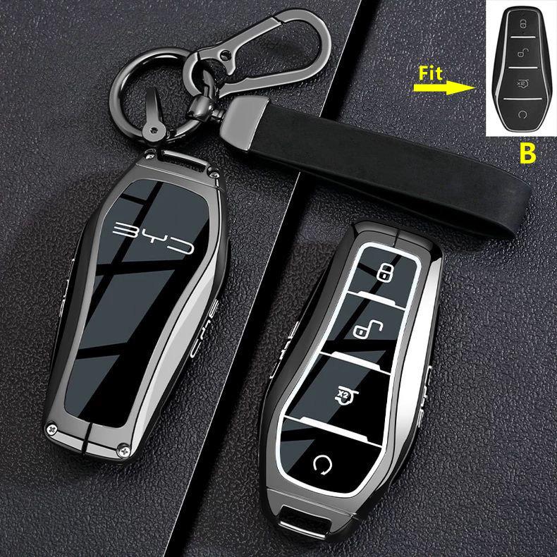 For BYD Dolphin Tang EV600 Han EV Yuan ATTO 3 Song PLUS Pro DMI Qin Zinc Alloy Car Key Case Remote Cover Keychain Accessories