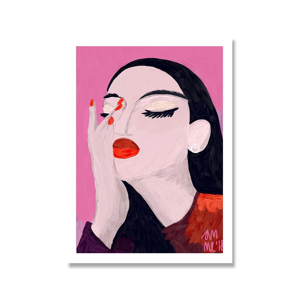 Abstract Fashion Office Girl Poster Print Nordic Colorful Line Face Canvas Painting Wall Art Picture For Livingroom Unique Decor