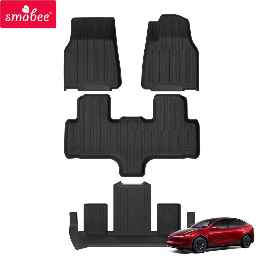 Smabee Right Drive for Tesla Model YL 6seats 2025 2026 Car Floor Mats Cargo Liner Trunk Pad TPE 3D Waterproof Accessories Black