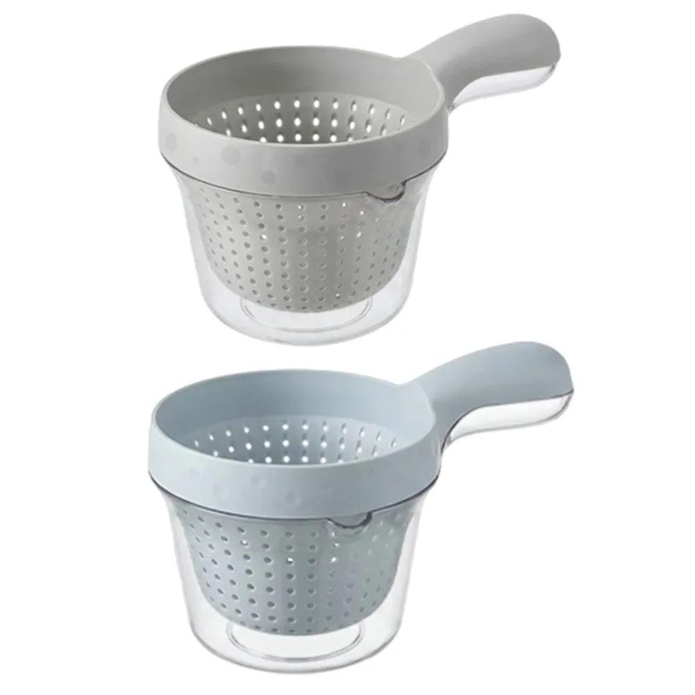 

2Pcs Fruit Washing Bowl With Strainer Dual-Layer With Handle Draining Basket Kitchen Fruit Tray Basket Creative Household
