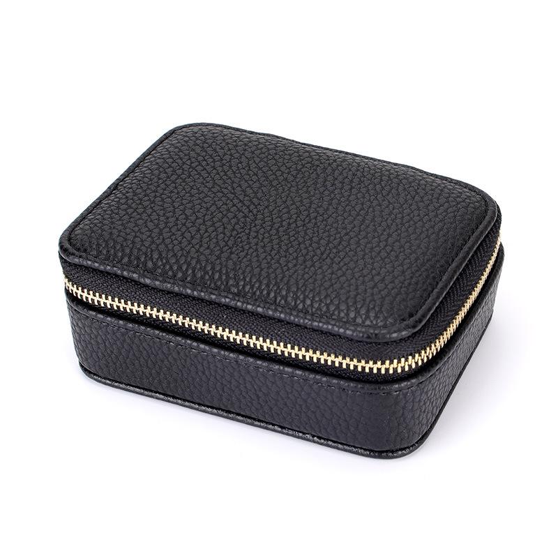 

Portable Cross-Border PU Jewelry and Pill Box: Minimalist Double-Layer, Sealed Storage for Rings and Pills 11.5*9*4.5cm чёрный