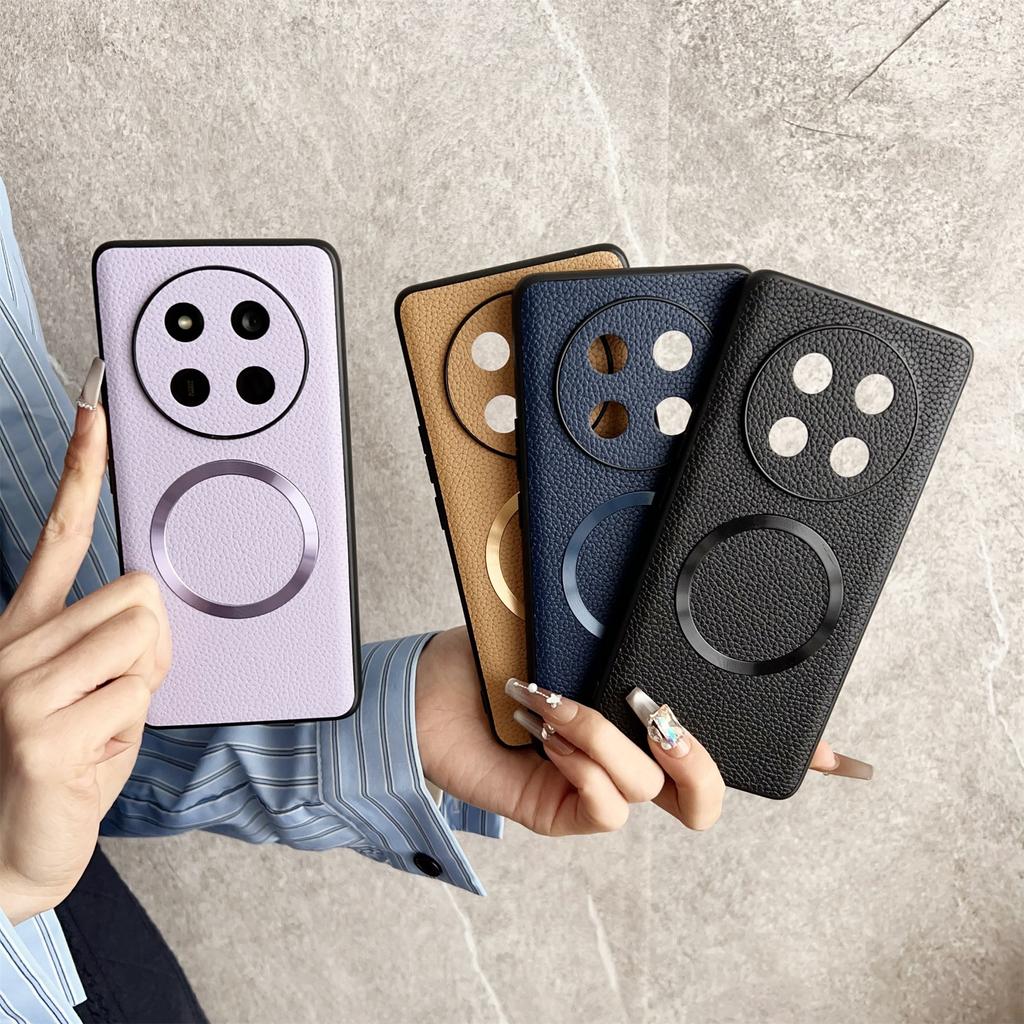 For Honor Magic7 Lite 5G/X9c 5G/X60 Pro 5G Magnetic Case Litchi Texture PU Leather + TPU Phone Back Cover