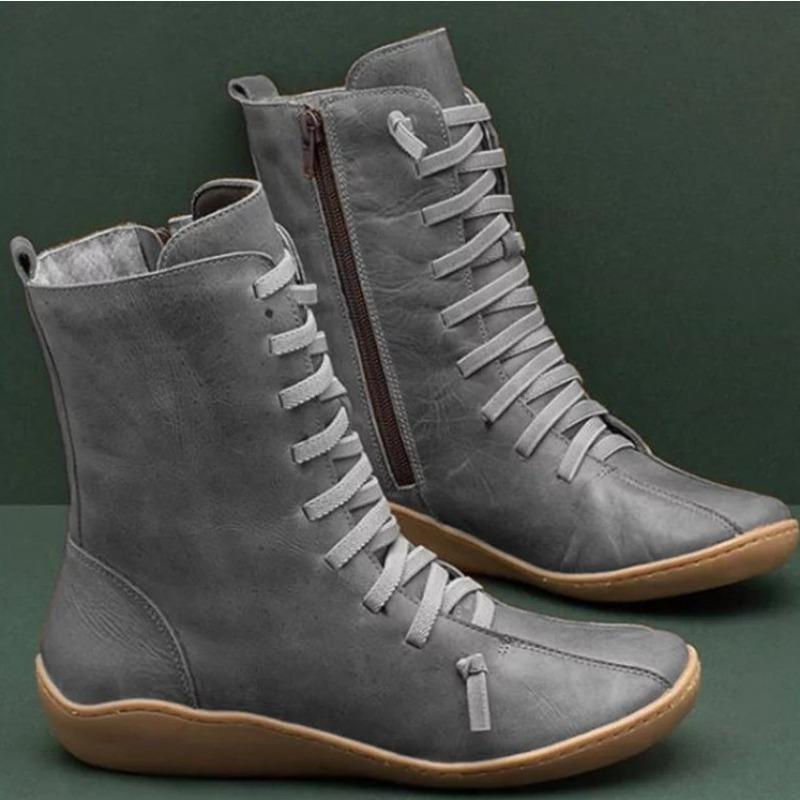 Large size retro medium boots women's autumn and winter new Martin boots women's TEUM boots women