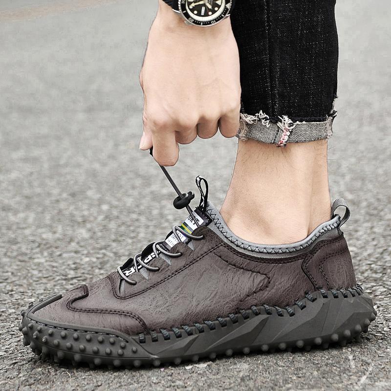 Mens Large Size Handmade Leather Comfy Soft Sock Ankle Boots Autumn Winter Men Boots Handmade Leather Shoe