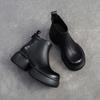 Johnature Plush Warm Thick Soled Short Boots Genuine Leather Round Toe Versatile Comfortable Women's Shoes