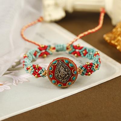 Dunhuang färg nischdesign Nepalesiskt armband Tibetanskt dam retro handvävt handrep litterära accessoarer