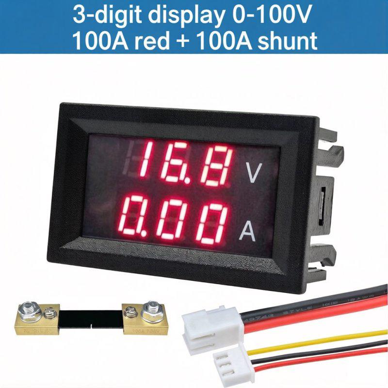 LIZAO DC 0-100V/200V Digital Voltage Current Power Meter 10A/50A/100A Dual Display Panel Meter
