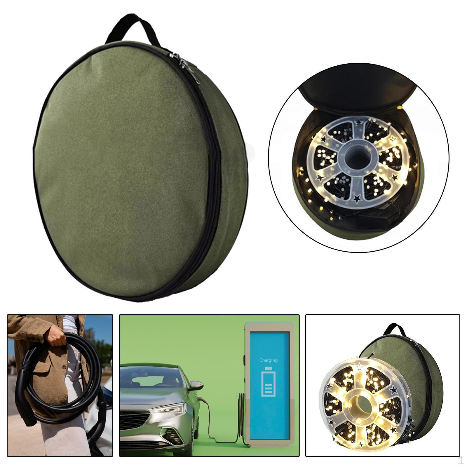 

Car Charging Cable Organizer Bag Case Round Management Pouch Wear Resistant for