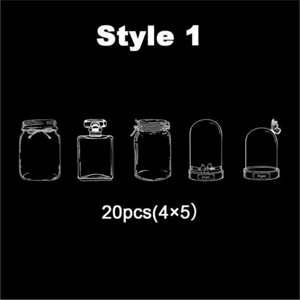 Transparent Glassware Bottle Shape/Flowers Stickers Decorative Decals Paper Scrapbooking Embellishment Supplies Bookmark  DIY Art Craft