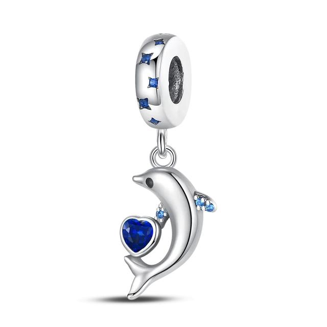 FitNew Original Bracelets 100% 925 Sterling Silver Oecan Blue Sea Turtle Starfish Mermaid Charms Beads DIY Jewelry Making