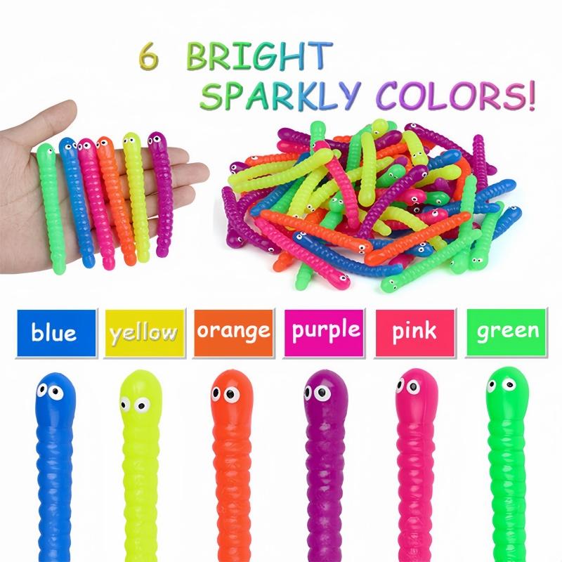 12Pcs Colorful Soft Caterpillars Kids Birthday Party Favors Fun Decompression Stretch Caterpillar Small Items Halloween Gifts