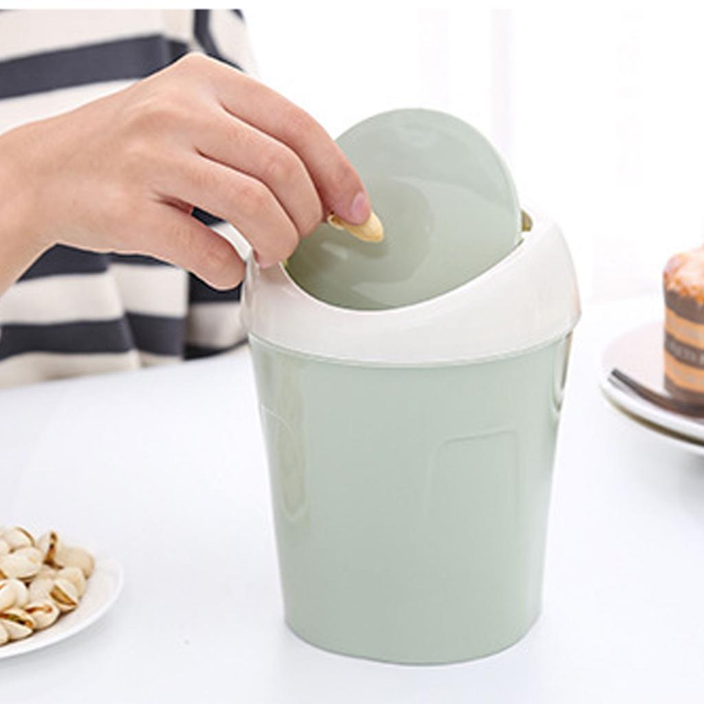 Desktop Trash Can Small Mini Plastic Table Garbage Bin with Swing Lid for Living Room Coffee Table S
