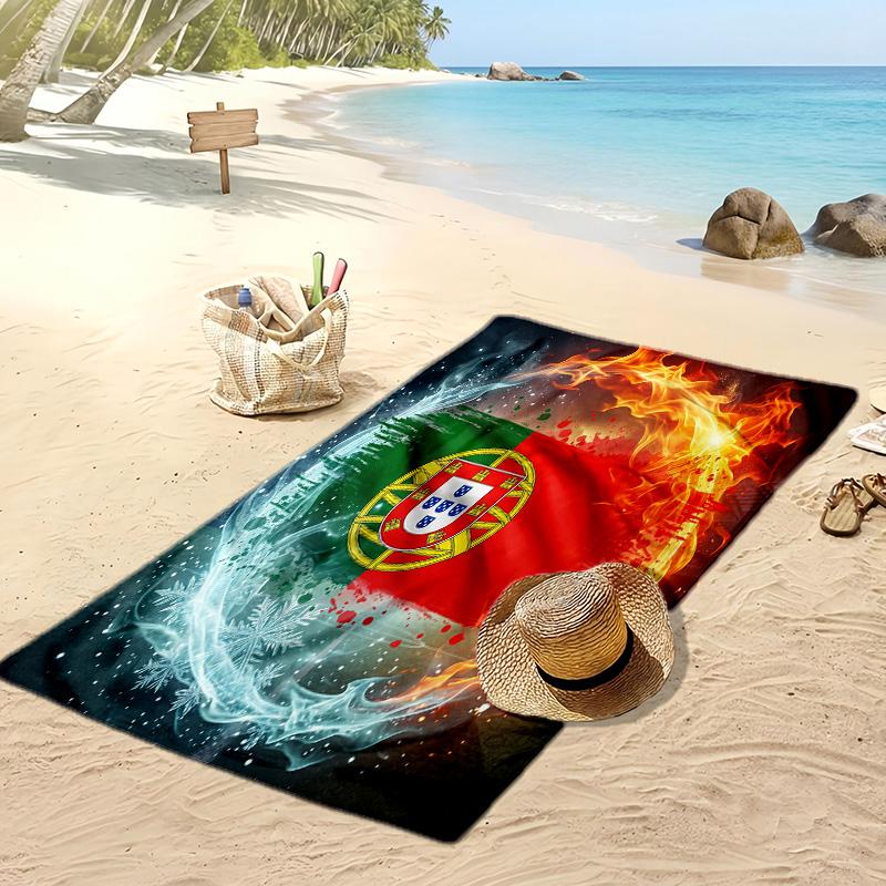 Portugal Football Print Beach Towel Quick Dry Super Absorbent Soft Bath Towel for Swimming Beach Travel Fan Souvenir Gift