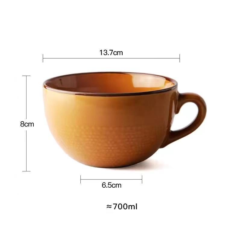 Keramik-Kaffeetasse mit großem Fassungsvermögen für den Haushalt, Trinkgeschirr für das Büro, Salatschüssel mit Instantnudeln, Frühstücksmilch, Haferflockenbecher, 700 ml